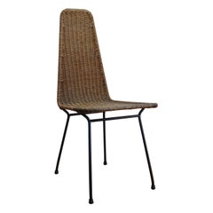 Midcentury Wicker and Metal Chair, Circa 1950s