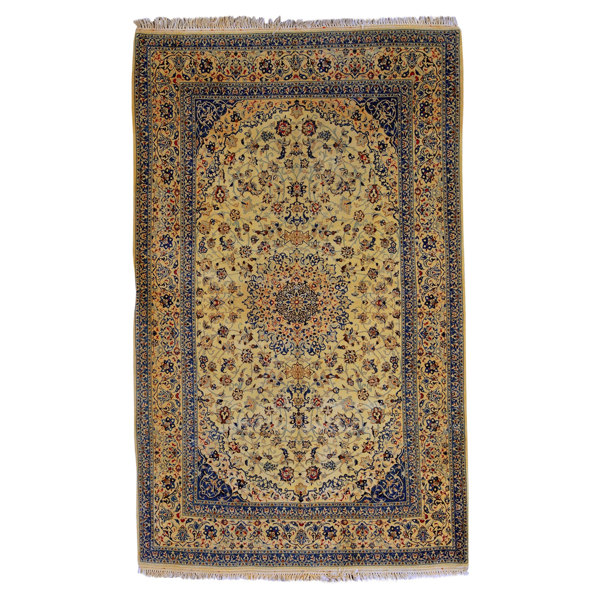Antique Persian Fine Traditional Handwoven Luxury Wool Ivory Rug For Sale