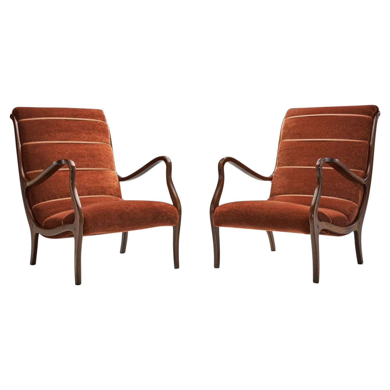 Ezio Longhi Ribbed-Back Lounge Chairs for ELAM, Italy 1960s 