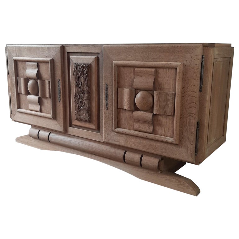 Amazing Vintage Design Sideboard by Charles Dudouyt in Bleached Oak For Sale