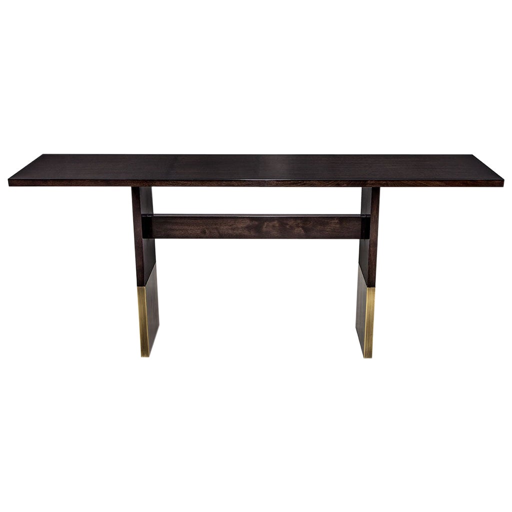 Art Deco Inspired Walnut Console Table Made by Carrocel For Sale