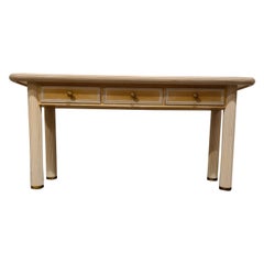 Vintage Travertine and Bamboo Console Table, 1980s