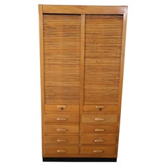 Italian Large Apothecary Cabinet with Handmade Sliding Shutter Doors, 1940s