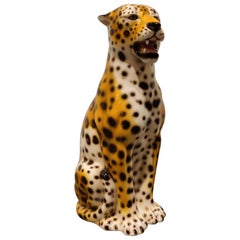 Vintage Ceramic Leopard, 1970s