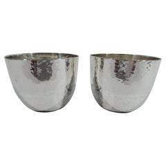 Pair of Cartier Craftsman Hand-Hammered Sterling Silver Jefferson Cups