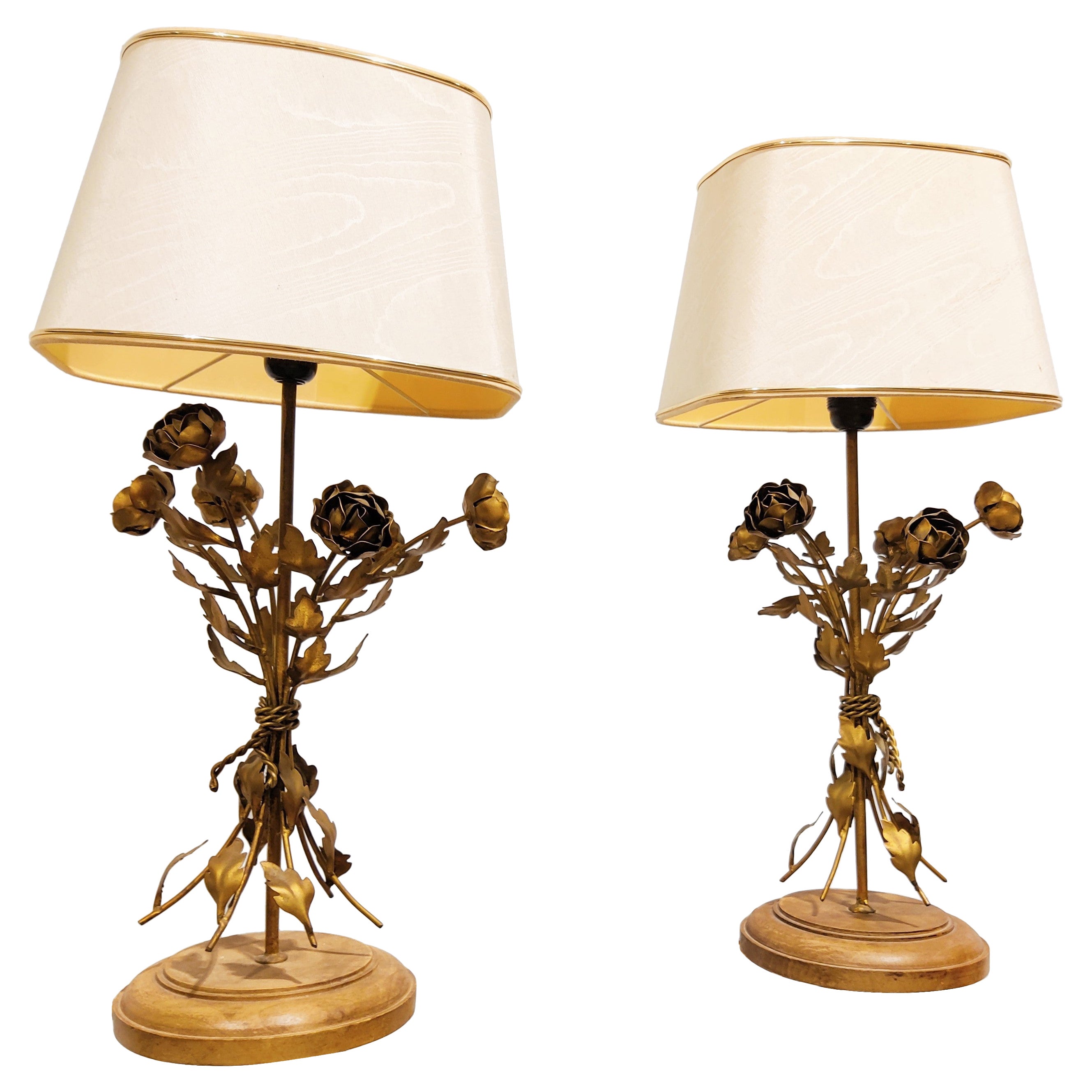 Vintage Floral Table Lamps, Set of 2, 1960s