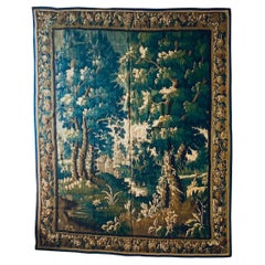 Antique 17th Century Flemish Verdure Landscape Tapestry