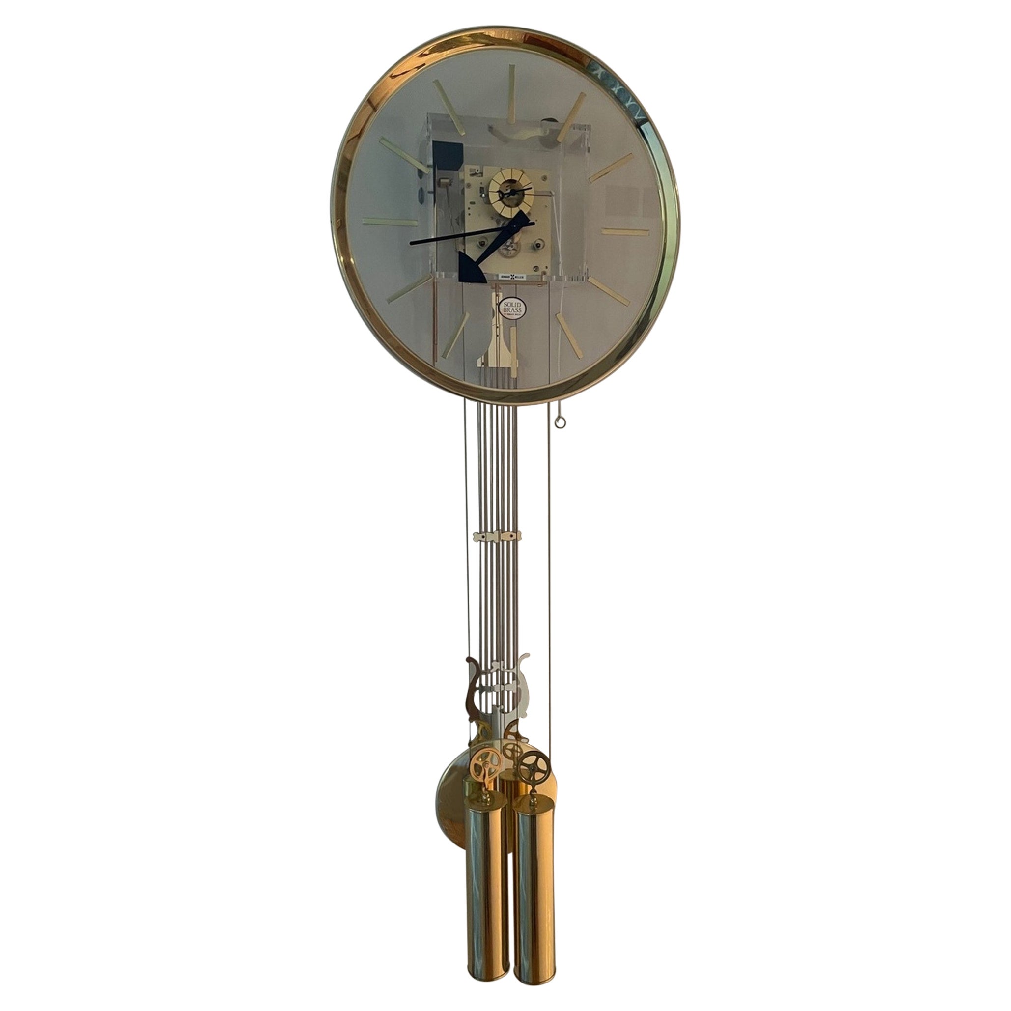 Lucite & Brass Wall Clock George Nelson for Howard Miller