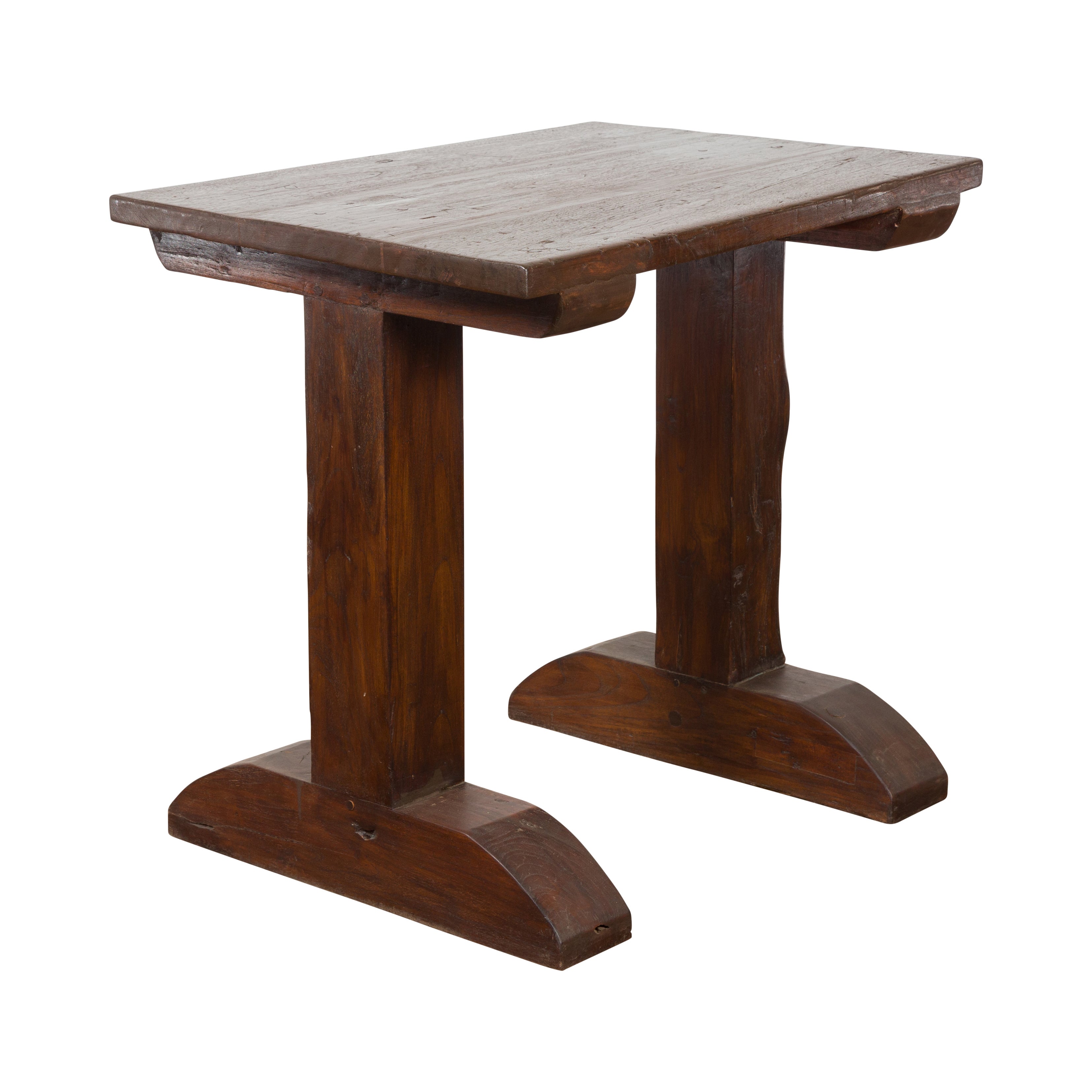 Indonesian Antique Wine Tasting Table with Rustic Appearance and Trestle Base For Sale