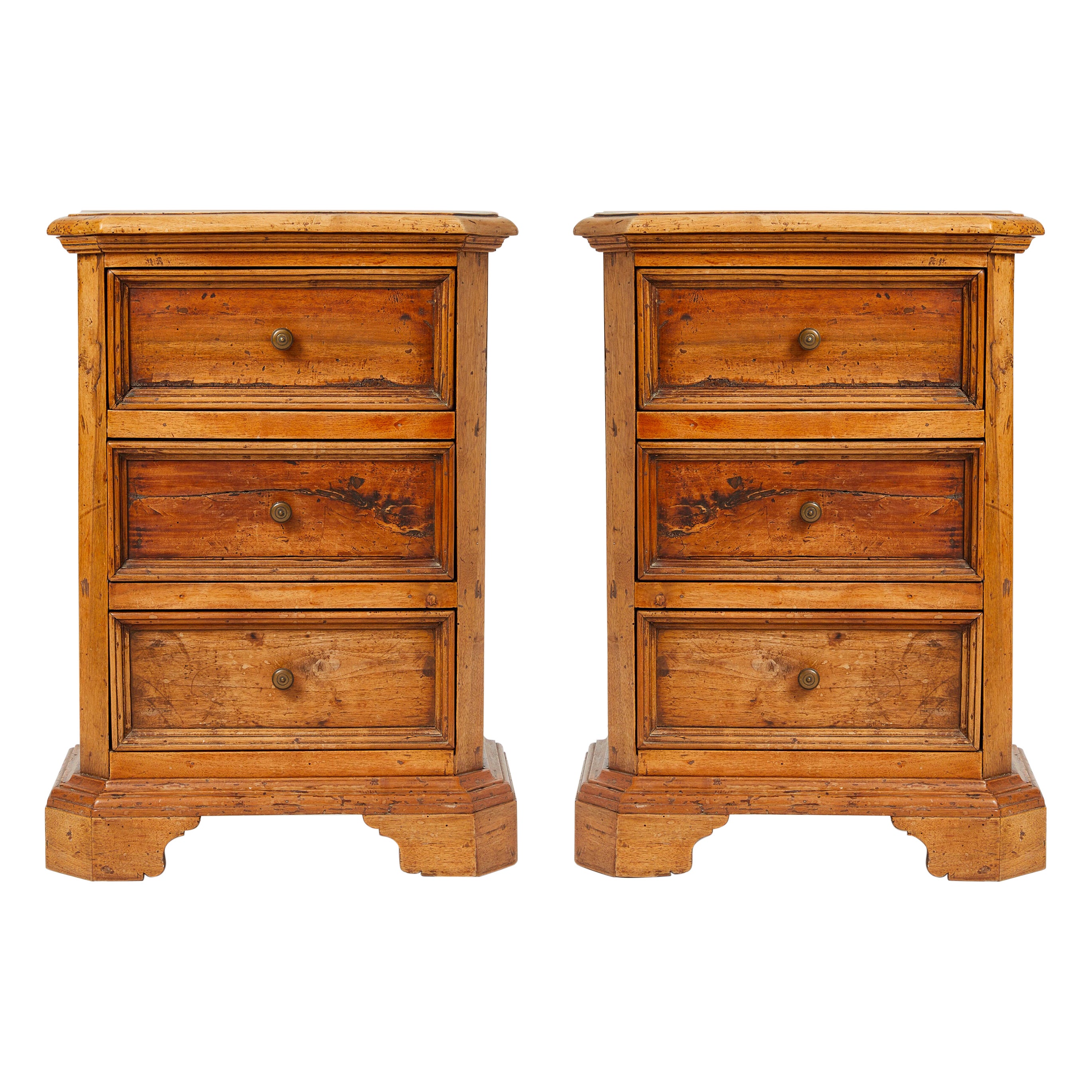 Pair of 19th Century Tuscan Walnut Bedside Tables