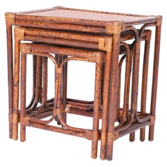 British Colonial Style Nest of Faux Bamboo Tables