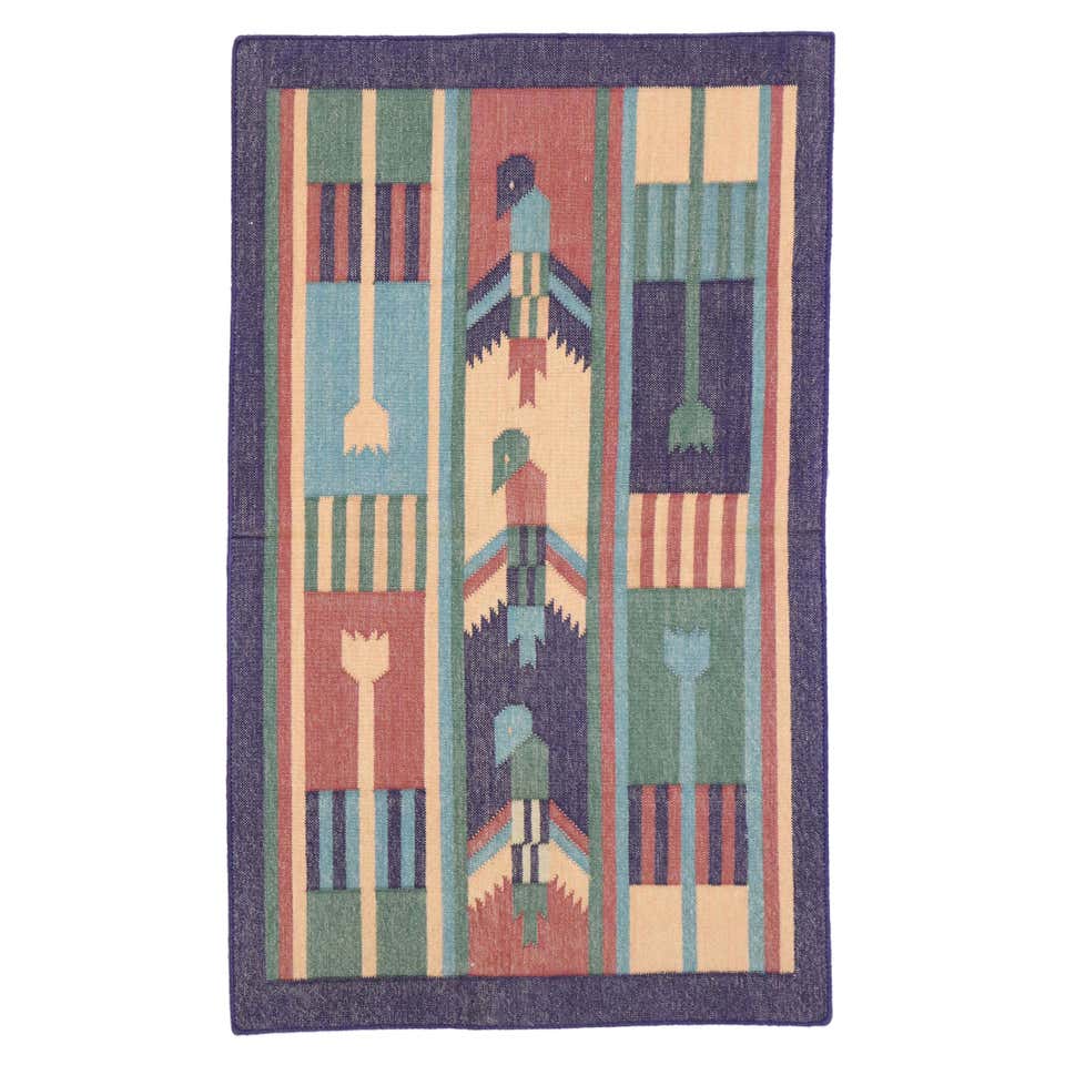 Vintage Dhurrie Rug with Bohemian Southwestern Desert Style For Sale at ...