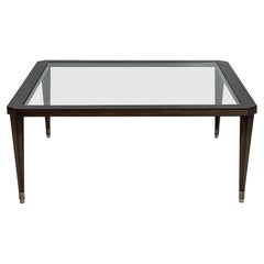 Modern Walnut Square Glass Top Cocktail Table