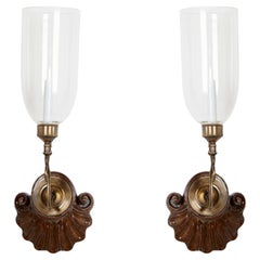  Pair of Anglo-Indian Sconces, Hand Carved Rosewood, Circa Early 20th Century