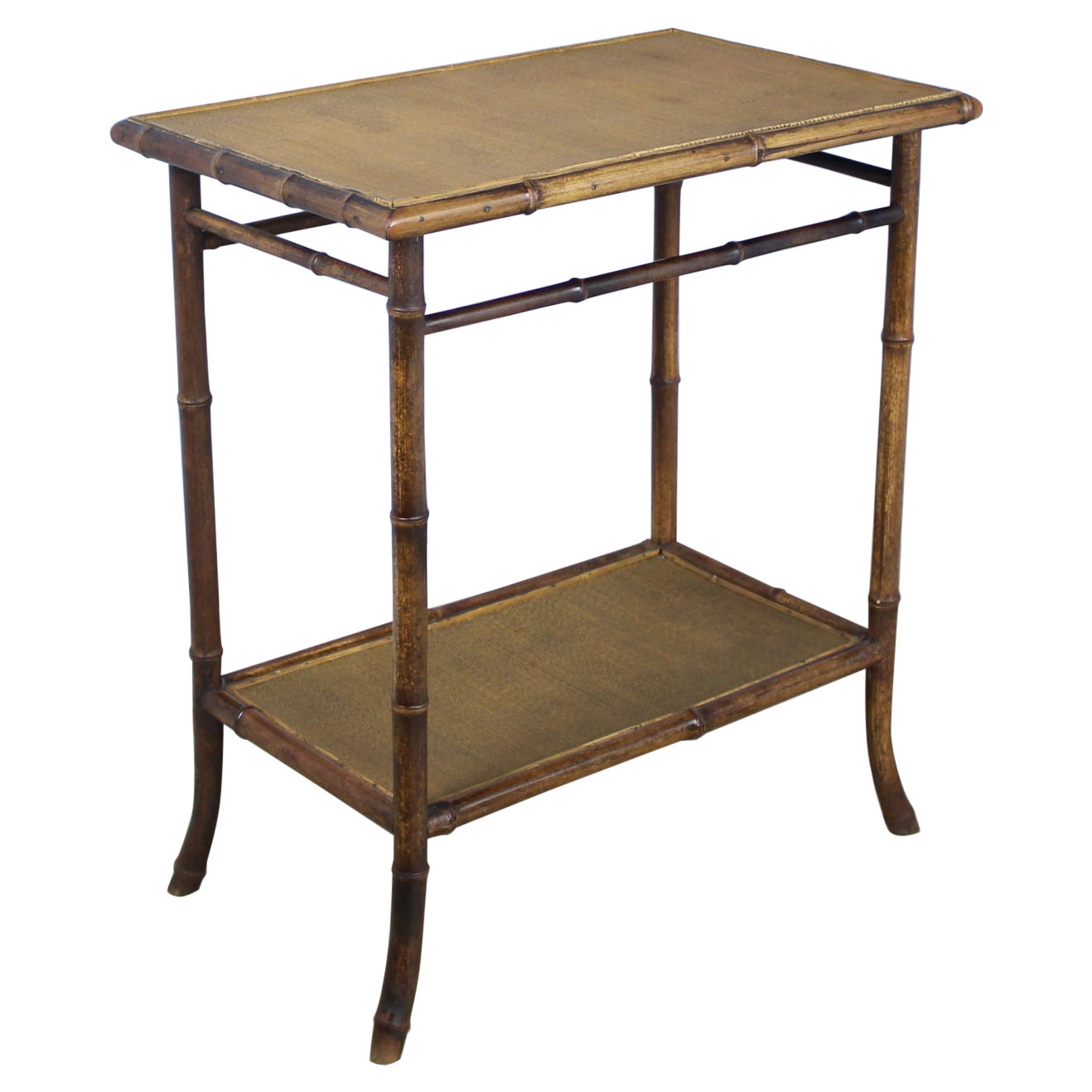 Rectangular Antique Bamboo Side Table