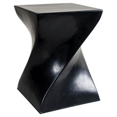 Contemporary Black Lacquer Mod Helix Drumstool by Robert Kuo, Limited Edition