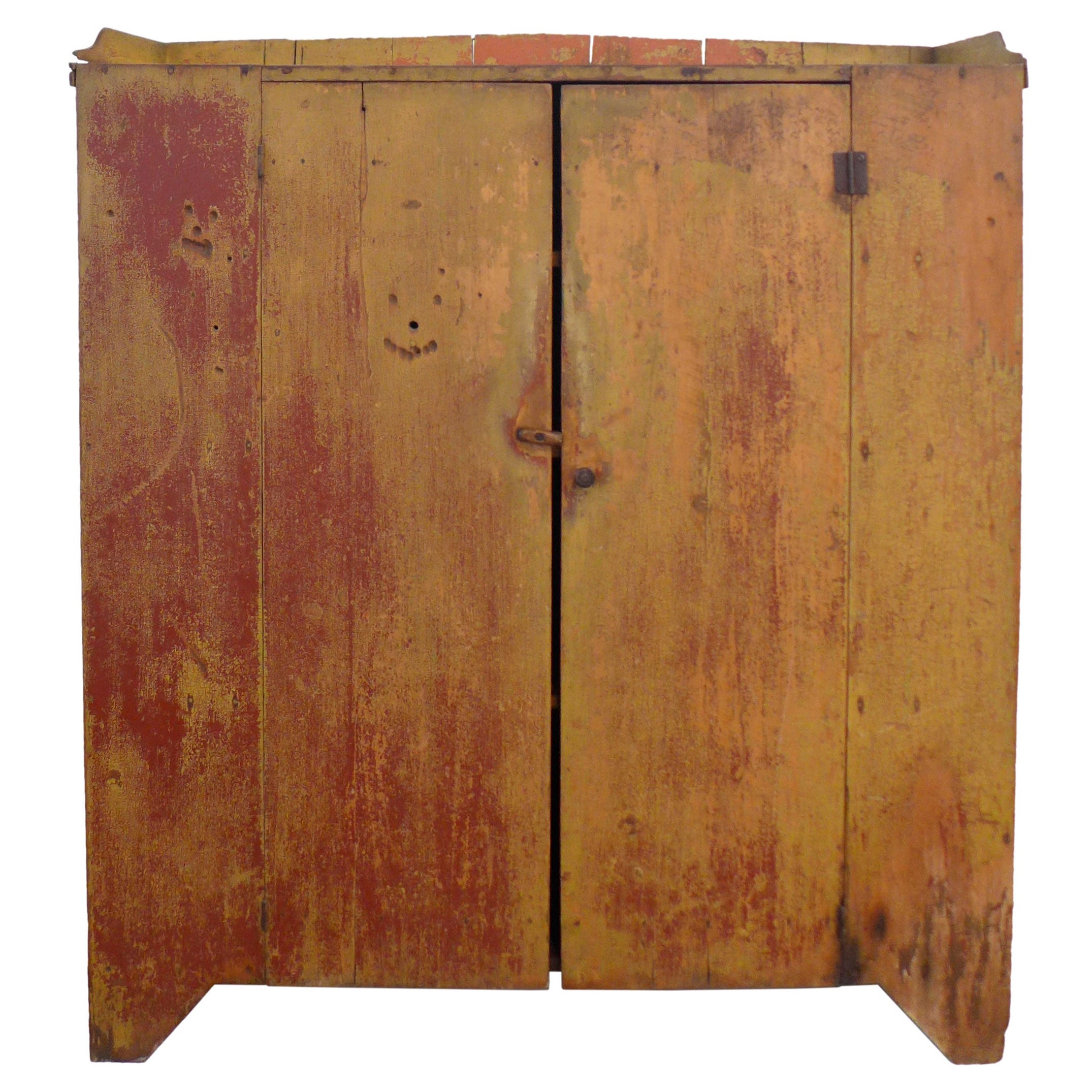 American Rustic Painted Wood Cabinet For Sale