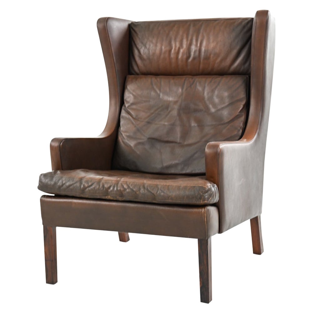 Borge Mogensen Style Danish Mid-Century Wingback Chair