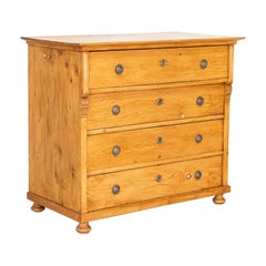 Large Antique Pine Chest of Four Drawers