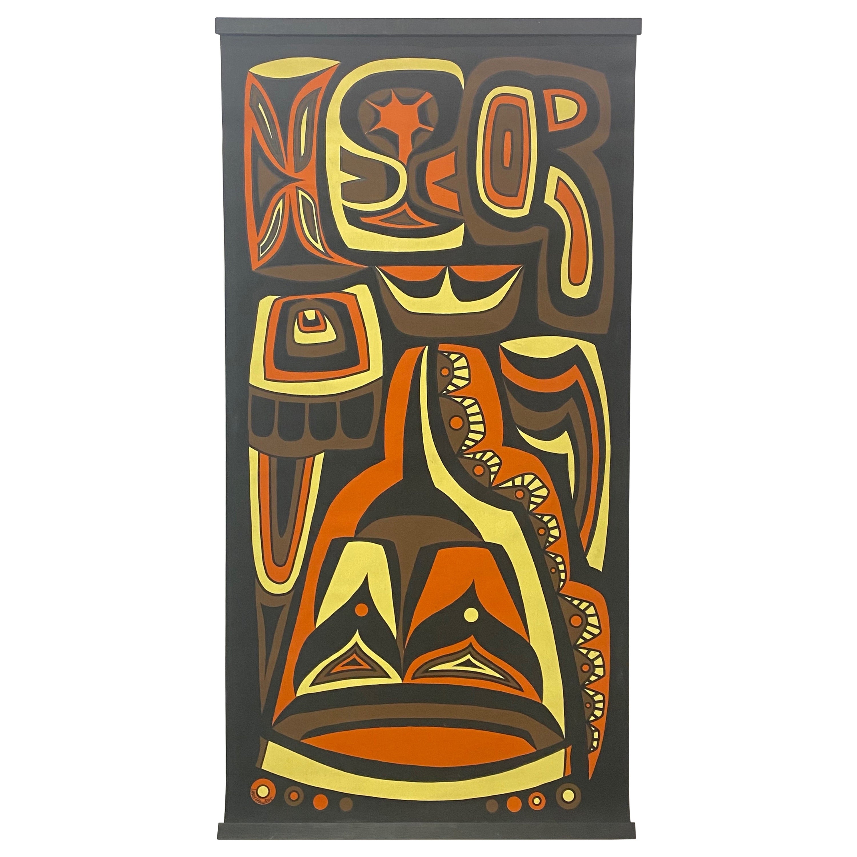 Lars Hawkes Serigraph Scroll Wall Hanging, Mid 20th Century