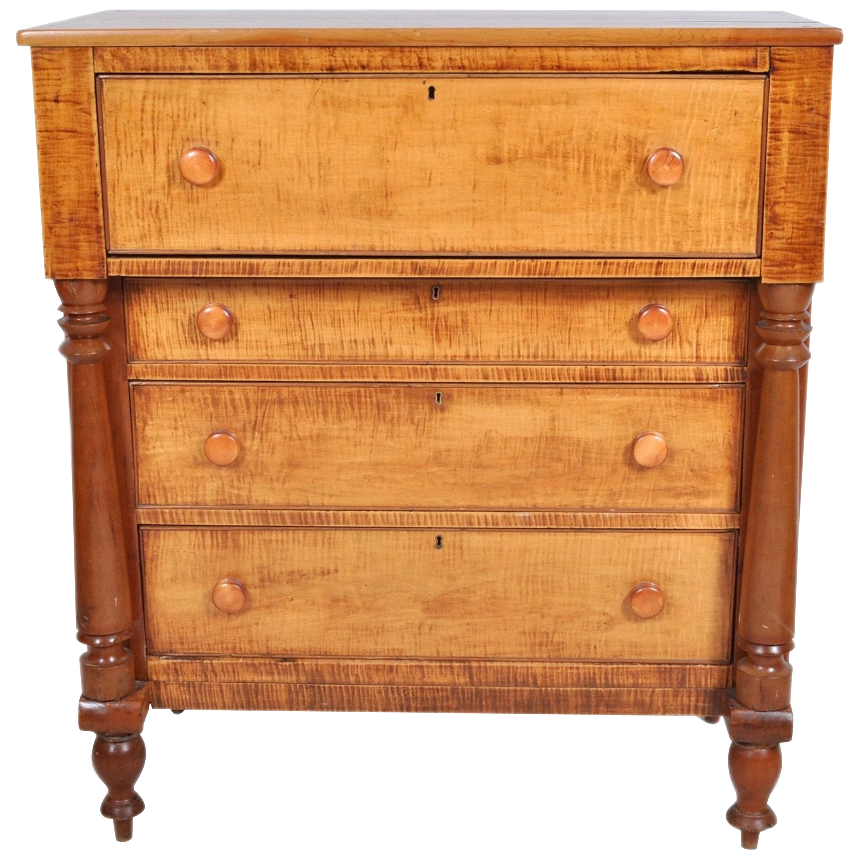 Antique Pennsylvanian 'Tiger Maple' Chest of Drawers, circa 1840