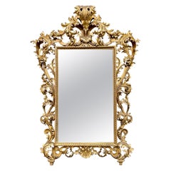 Grand miroir en bois doré italien Florentine du 18e siècle