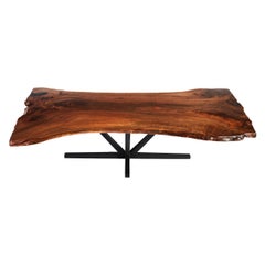 Live Edge Butchers Block Dining Table, Walnut Dining Table with Rustic Shape