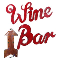 Vintage Retro Three-Part Wine Bar Tin Advertising Trade Sign circa 1950’s