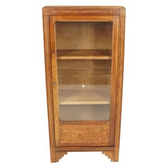 Vintage Display Cabinet, Art Deco Oak Glass Front Bookcase, Scotland 1930, B2738