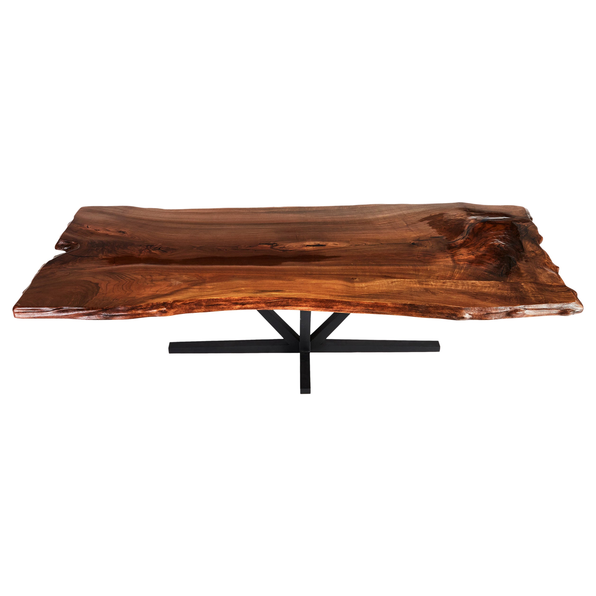 Live Edge Butchers Block Dining Table, Walnut Dining Table with Rustic Shape For Sale