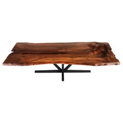 Live Edge Butchers Block Dining Table, Walnut Dining Table with Rustic Shape