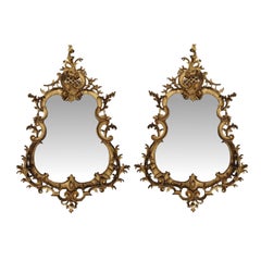Rare Pair of 19th Century Pier Giltwood Mirrors in the Rococo Manner