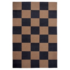 Square Tobacco Dhurrie/Kilim Rug in Scandinavian Design