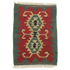 Retro Persian Shiraz Kilim Rug, Luxury Lodge Meets Nomadic Charm