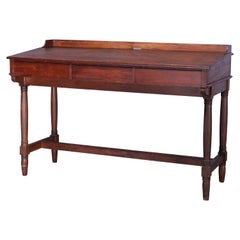 Antique Oak Slant Front Railroad DeskwWith 3 Drawers, Circa 1900