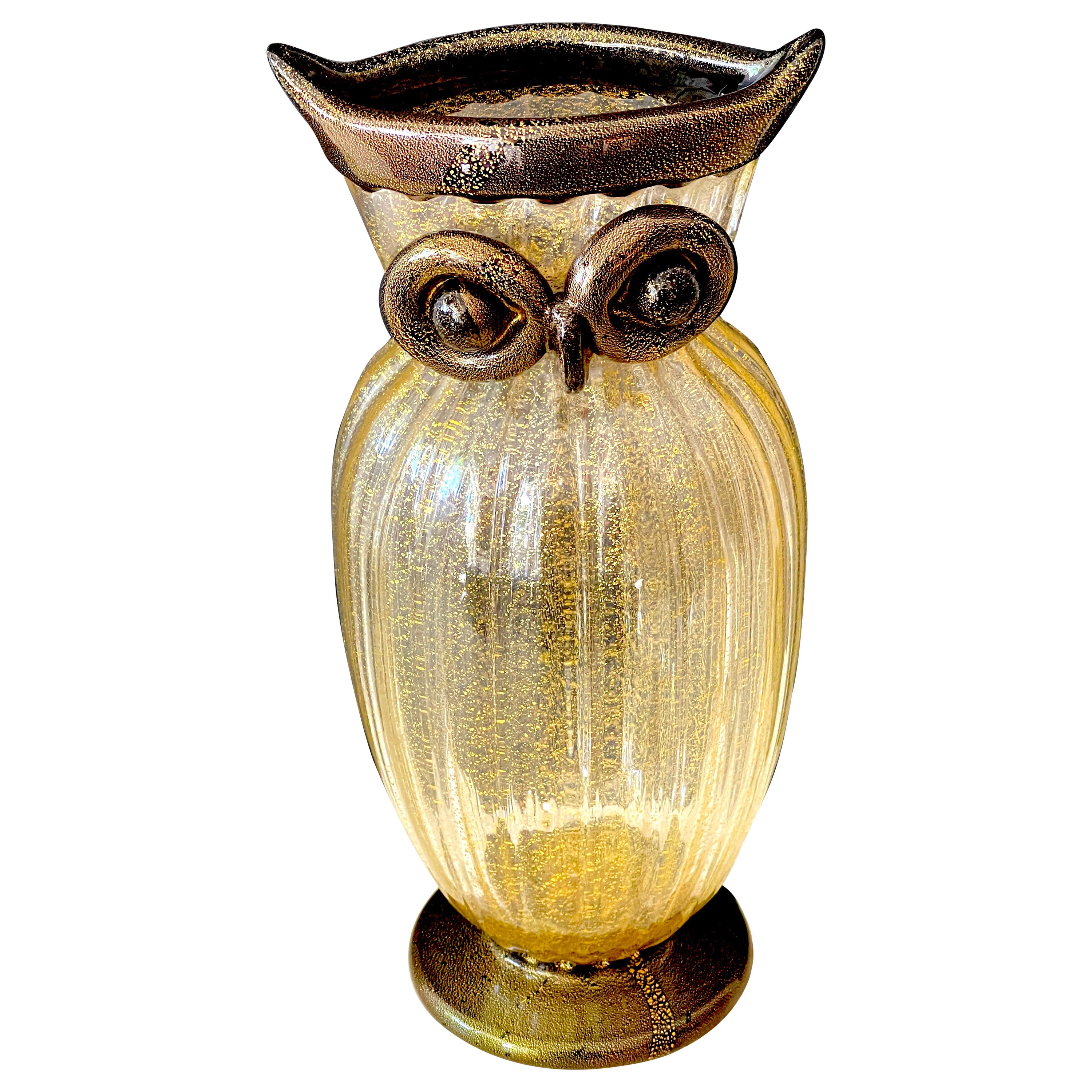 Murano Figural Owl Vase Signed Gambaro & Poggi
