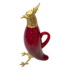 Ormolu & Red Crystal Figural Bird Decanter
