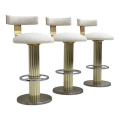 Designs For Leisure Tabourets de bar en chrome:: laiton et bouclette