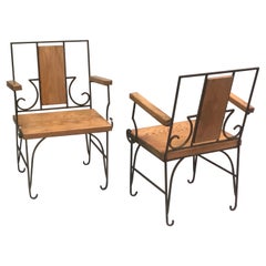 Paire de fauteuils néoclassiques français de style mi-siècle moderne, de Marc du Plantier 