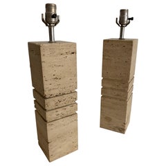 Travertine Table Lamps, 1960s by Goffredo Reggiani for Raymor