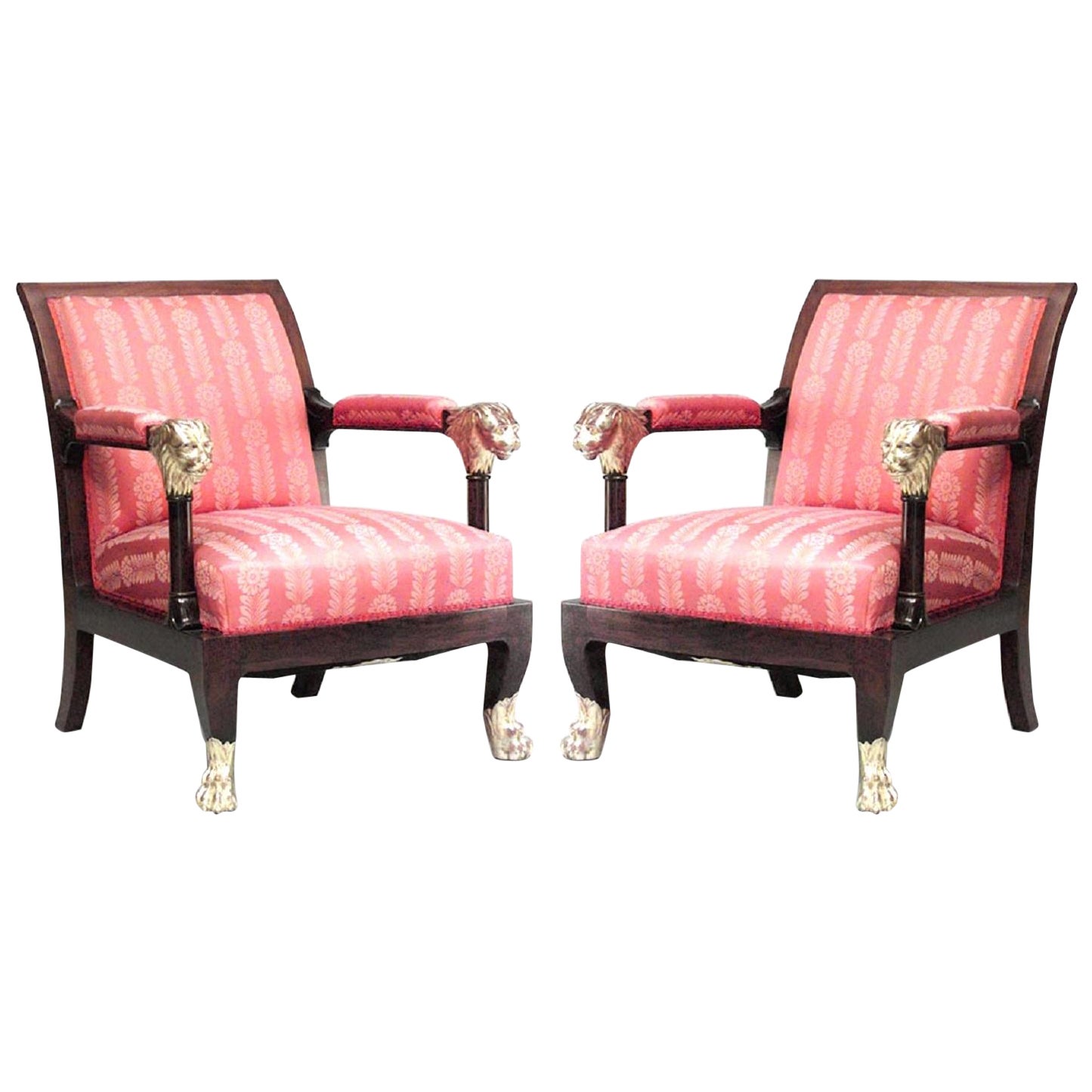 Pair of English Regency Red Armchairs