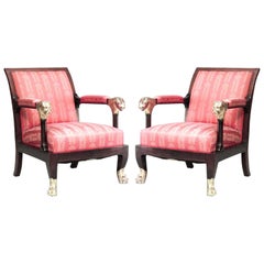 Antique Pair of English Regency Red Armchairs