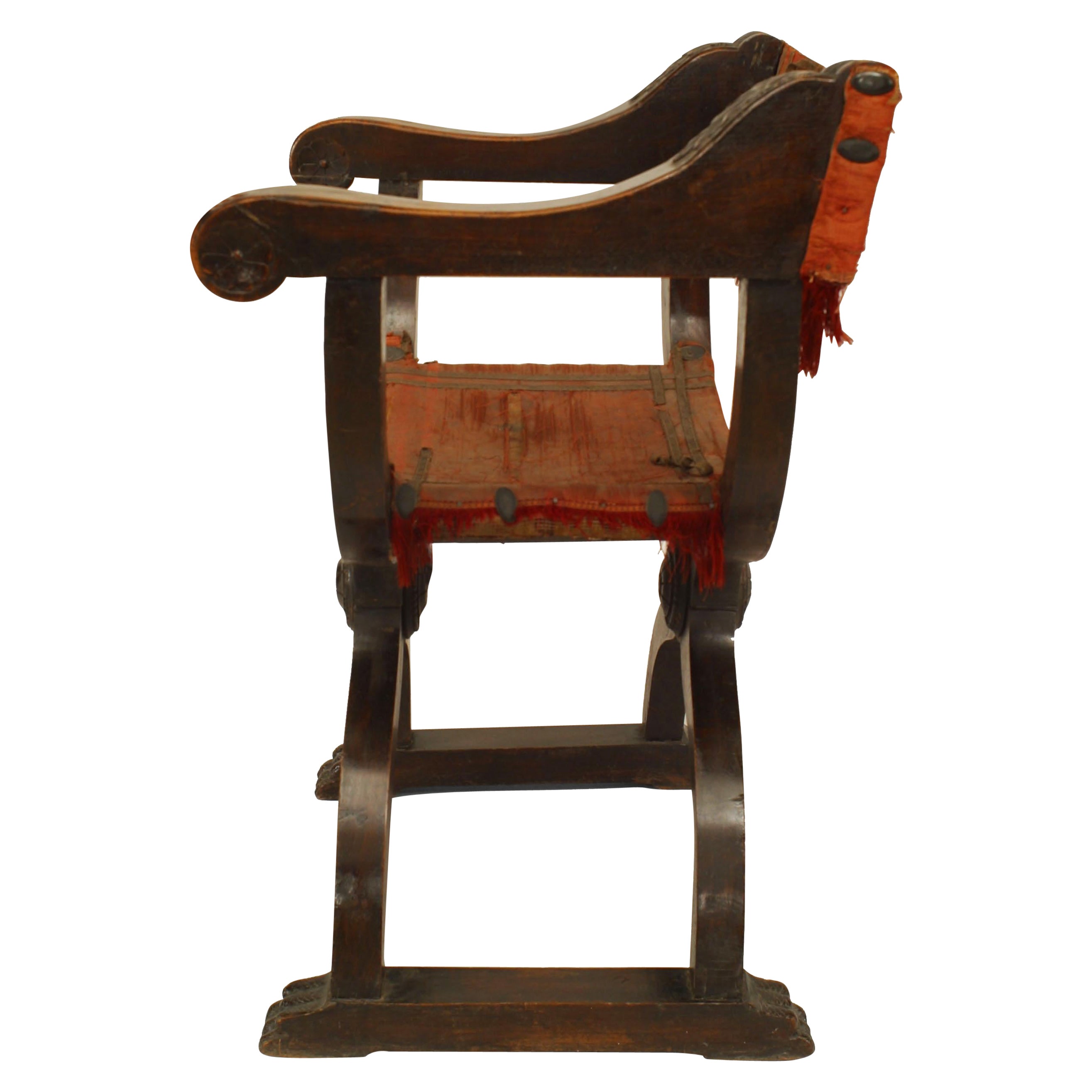 Italian Renaissance Walnut Arm Chair For Sale