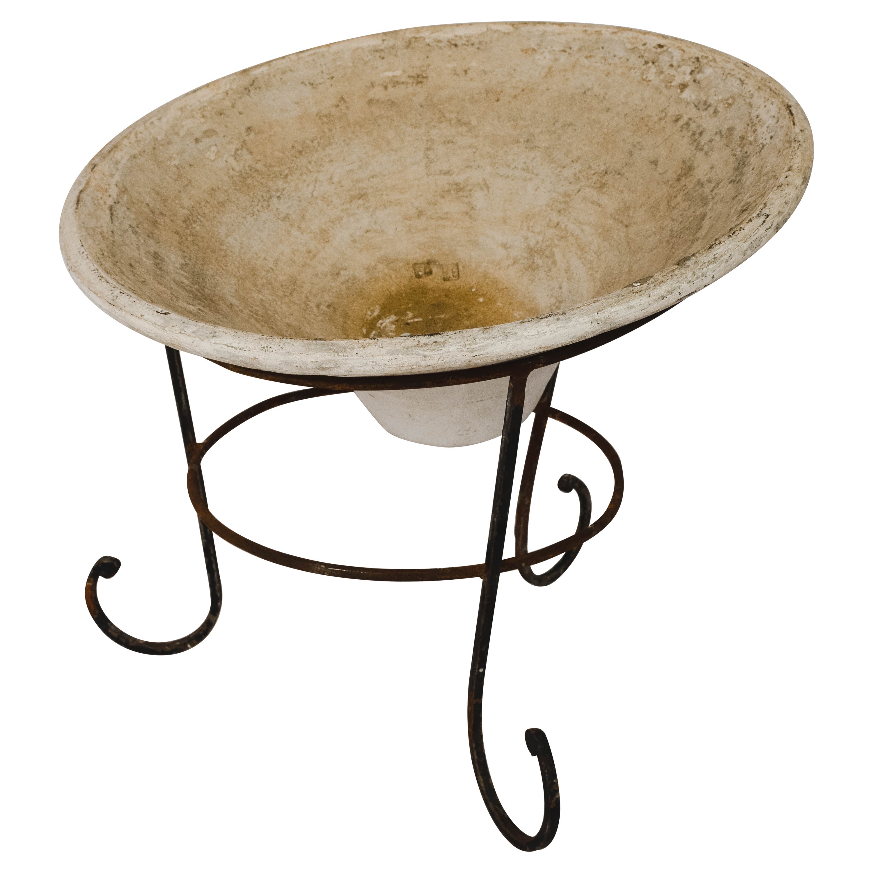 Willy Guhl Style Tilted Planter on Iron Stand For Sale