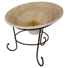 Willy Guhl Style Tilted Planter on Iron Stand