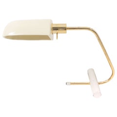 Tisch- oder Schreibtischlampe mit Messing und Keramik-Lampenschirm, Italien 1970er/1980er Jahre