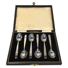 Vintage 6 English Sterling Silver Coffee Spoons