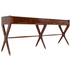 Osvaldo Borsani Console in Mahogany Veneer and Brass, Arredamenti Borsani Italy 