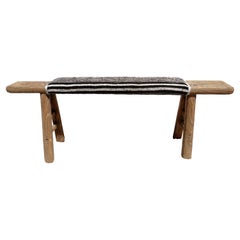 Antique Shandong Elm Bench / Note: Custom Muted Kilim Order for Customer