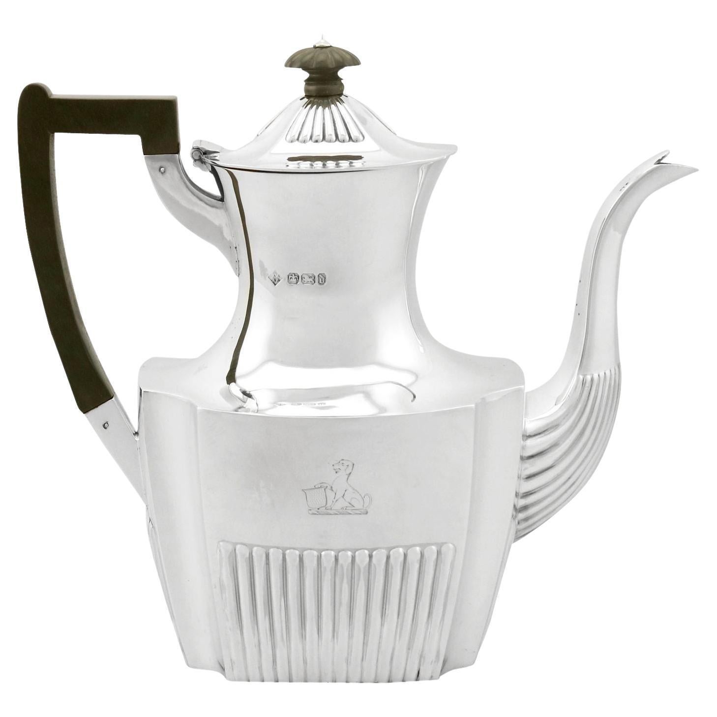 Victorian Queen Anne Style Sterling Silver Coffee Pot For Sale